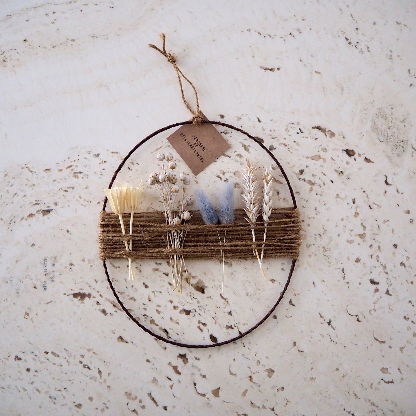 Dried Flower Wreath with Jute Cord | Blue
