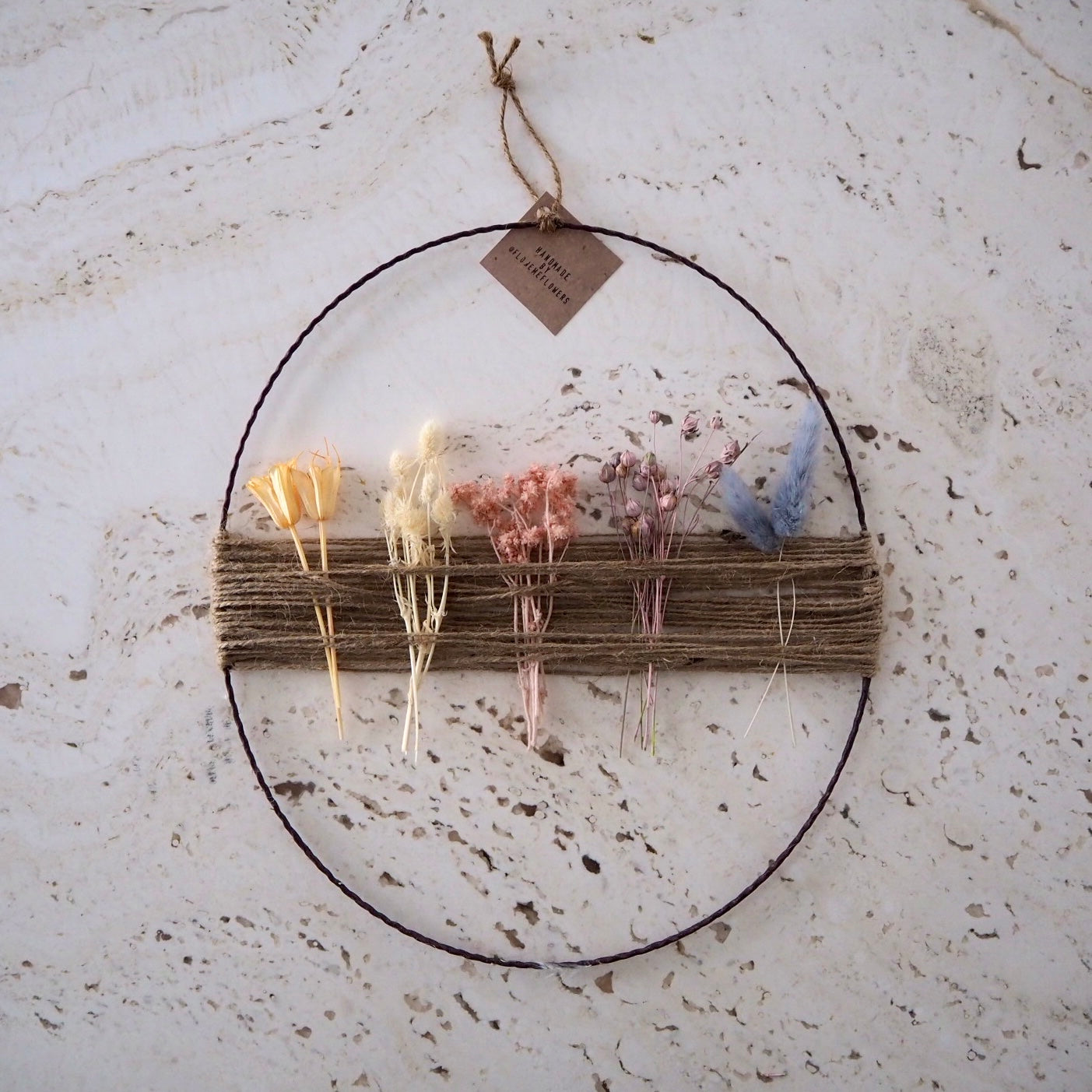 Dried Flower Wreath with Jute Cord | Colorful