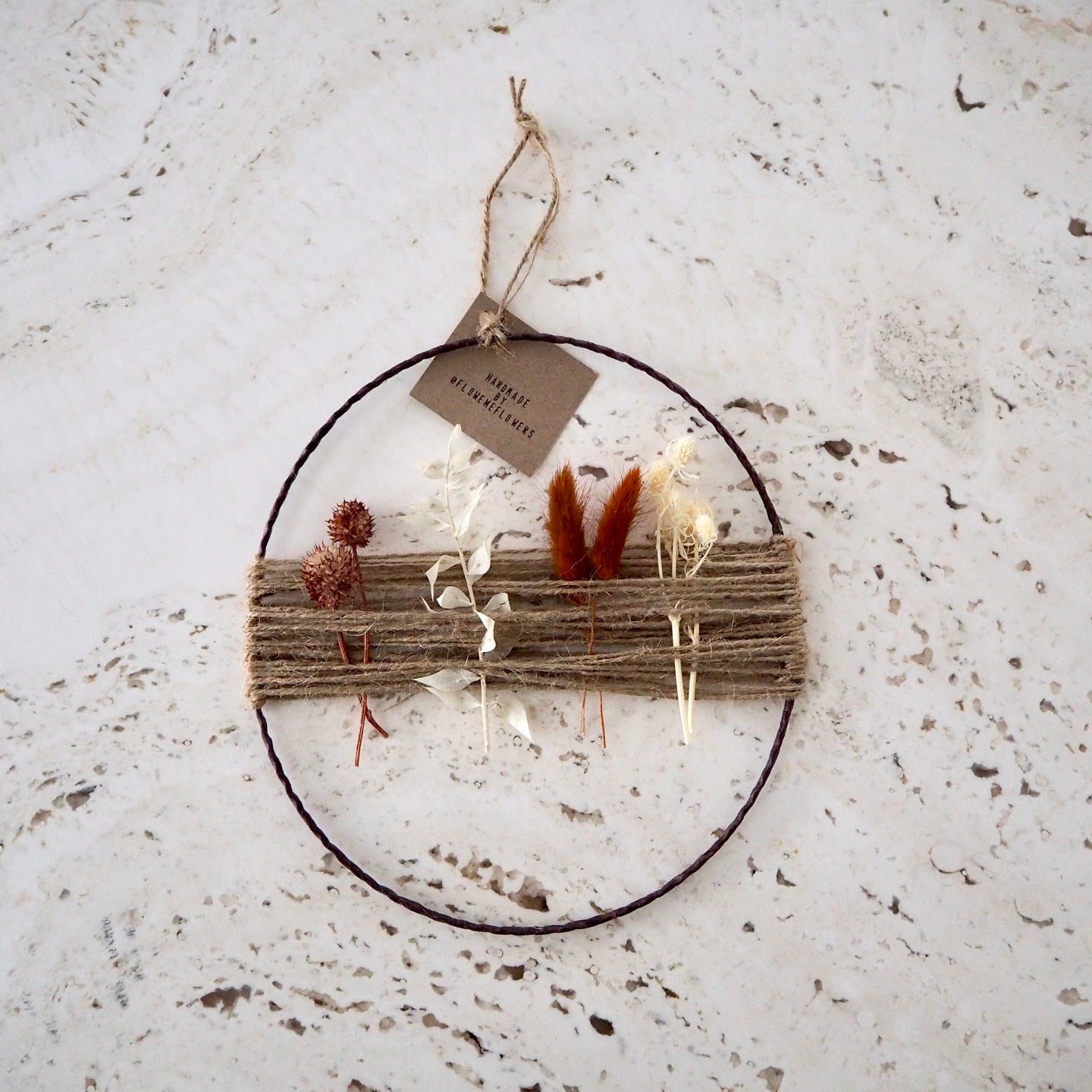 Dried Flower Wreath with Jute Cord | Brown