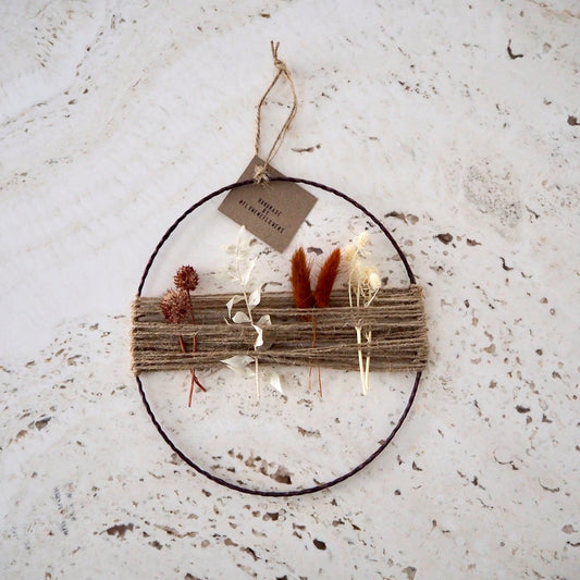 Dried Flower Wreath with Jute Cord | Brown