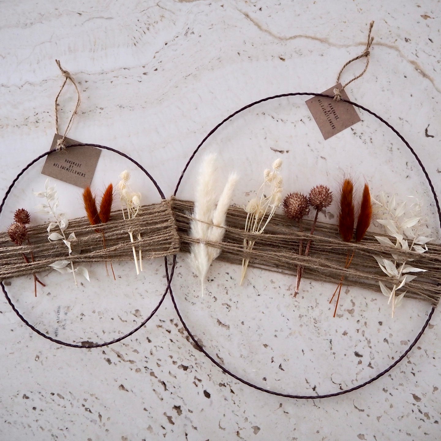 Dried Flower Wreath with Jute Cord | Brown