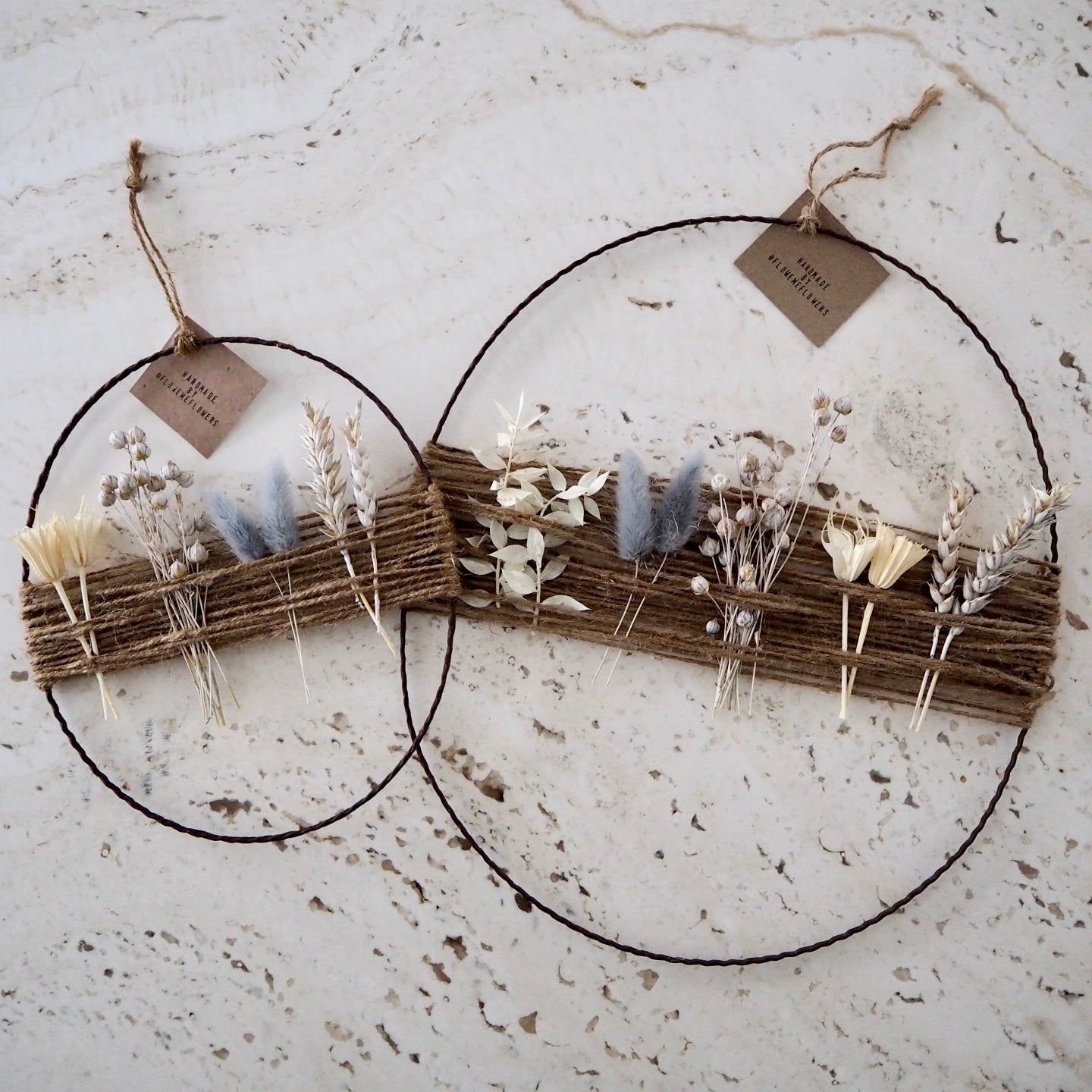 Dried Flower Wreath with Jute Cord | Blue