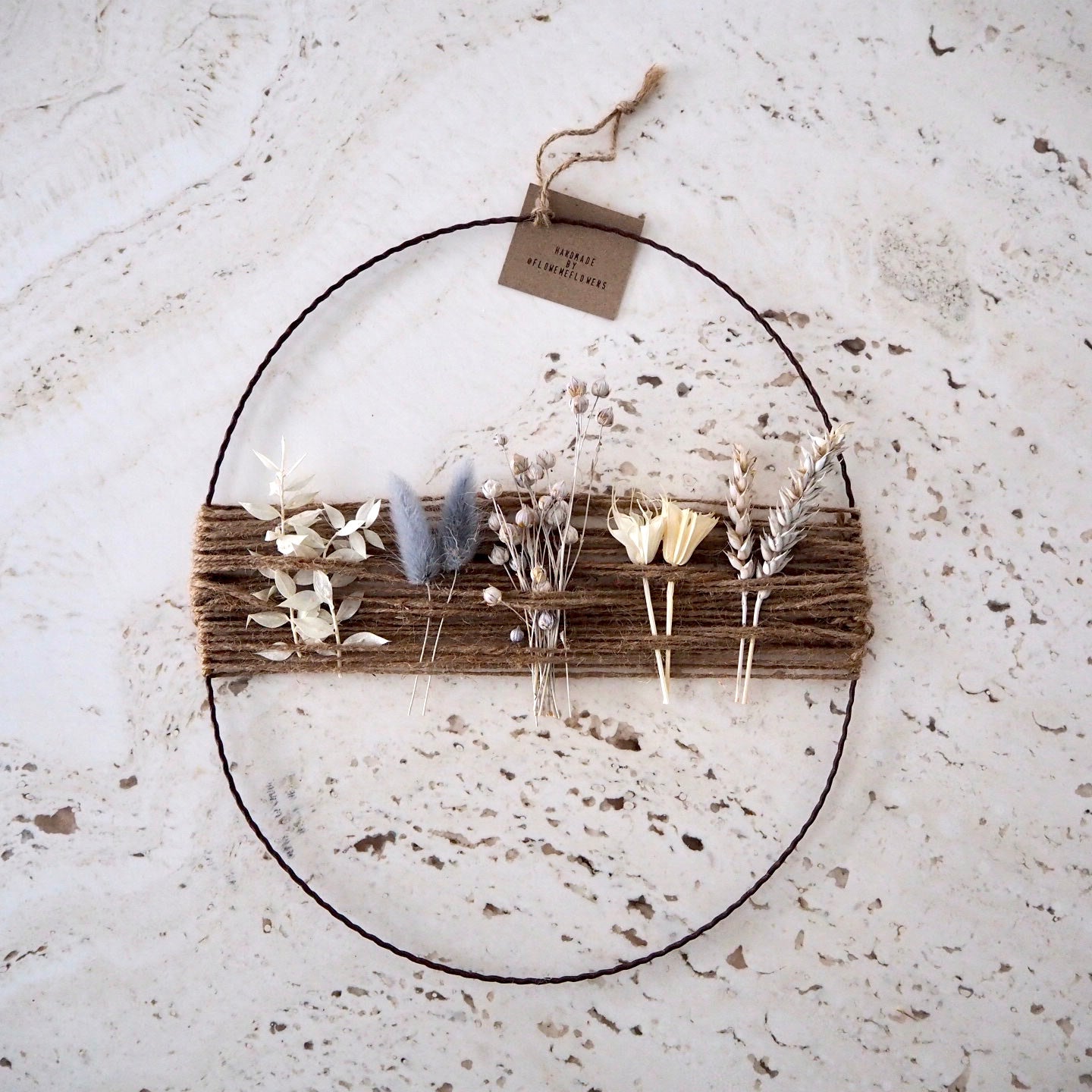 Dried Flower Wreath with Jute Cord | Blue